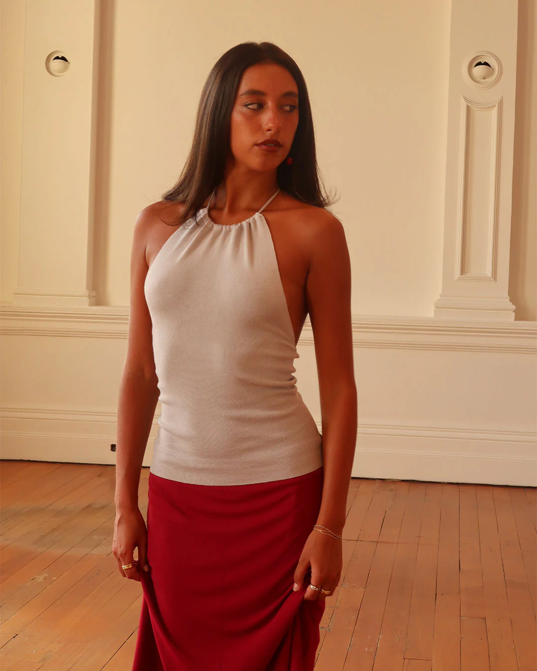 Harper Knit Halter Top | Stone - Image 3