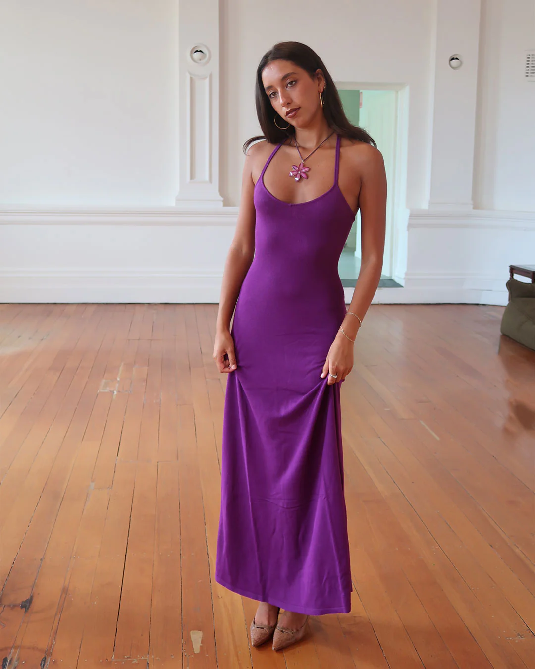 Madeline Maxi Knit Dress | Grape - Image 3