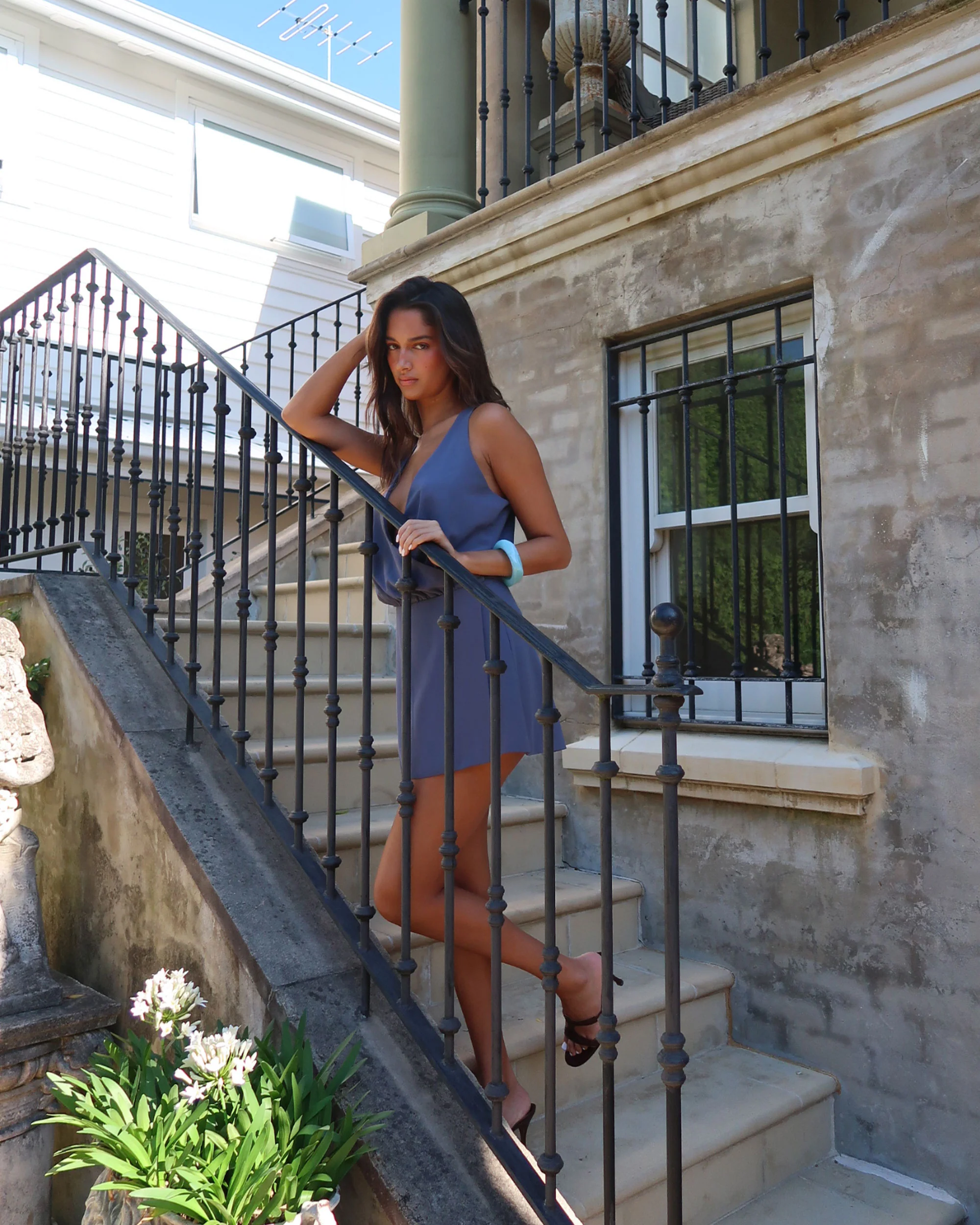Scarlett Mini Wrap Dress | Slate - Image 7